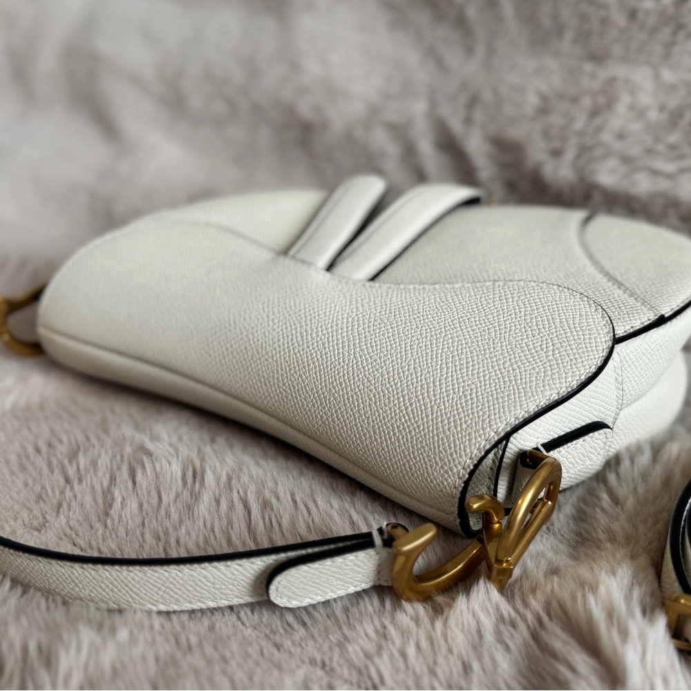 New Authentic Dior Mini Saddle Bag – White | Full Set - Picture 9 of 16